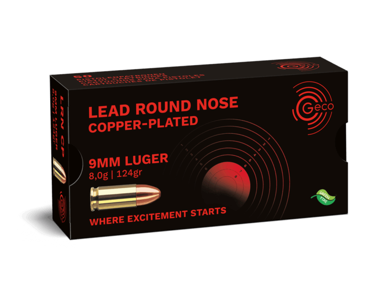 GECO 9 mm Luger LEAD ROUND NOSE COPPER-PLATED 8,0g